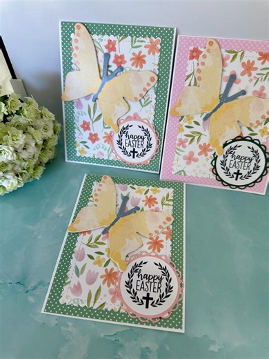 Handmade Easter Cards Set of 3 | Religious Easter Cards With Cross - Etsy