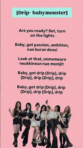 BABYMONSTER DRIP lyrics#kpop #koreansong #babymonster#subscribe #shorts