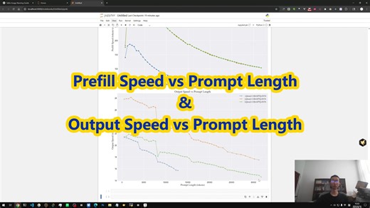 prefill 速度与 decode 速度与 prompt length 关系图绘制