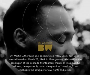 Dr. Martin Luther King Jr.'s speech titled "How Long? Not Long" was delivered on March 25, 1965, in Montgomery, Alabama, at the conclusion of the Selma to Montgomery march. In this powerful address, he repeatedly posed the question "How long?" to emphasize the struggle for civil rights and justice. "I come to say to you this afternoon, However difficult the moment, However frustrating the hour, It will not be long, because truth crushed to earth will rise again, How long? Not long, because no li