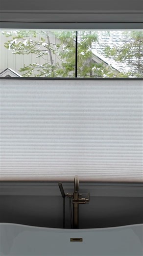 Motorized Top Down Bottom Up Cellular Shade for Bathroom | Coeur d’Alene, Idaho Window Treatments