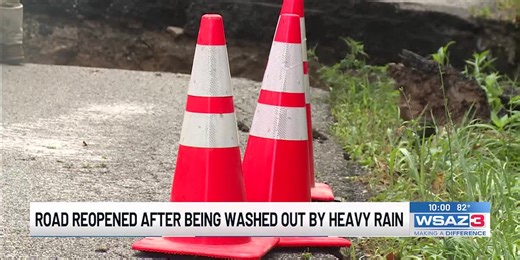 Road reopened after being washed out by heavy rain