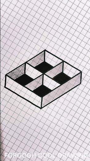 Mastering 3D Optical Illusion Drawing: Step-by-Step Guide on Graph/Grid Paper ✍🏻 #shorts #drawing