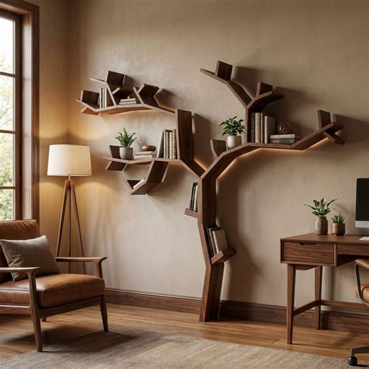 DIY Tree Bookshelf Plans PDF | Artistic Branch Wall Library Blueprint | Unique Floating Bookcase | Nature Inspired Woodworking Plan - Etsy