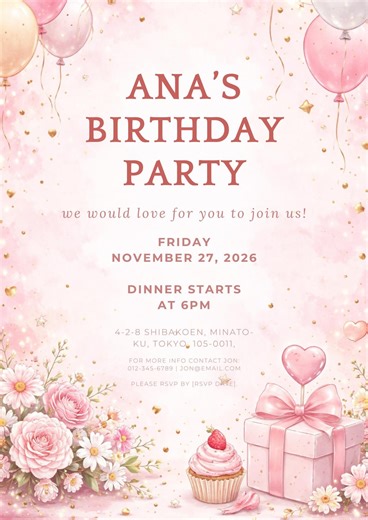 Editable Birthday Party Invitation Template 　minimal and Modern , Adult Birthday , Canva Template , Instant Download - Etsy