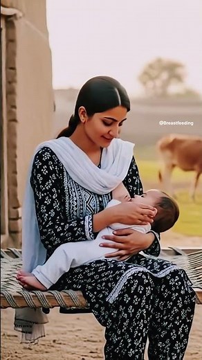 young indian Mother Breastfeeding baby and smiling