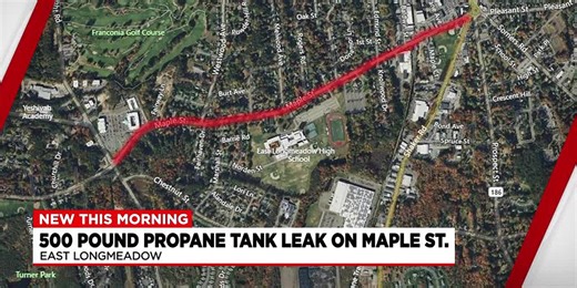 Crews respond to 500 lb. propane tank leak in East Longmeadow