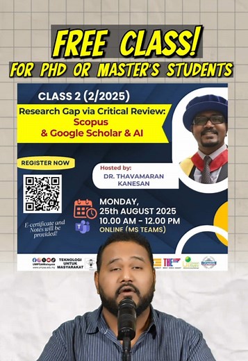 PhD and Master Free Class on Thesis Development, Research Gap, Problem Statement, Google Scholar, Scopus to solve all fake information issue and to develop a solid Proposal. #phd #phdstudent #postgrad #literaturereview #drthava