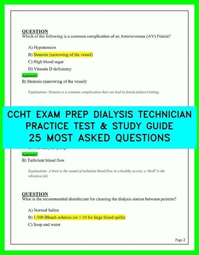 CCHT Exam Prep: Dialysis Technician Practice Test & Study Guide - 25 Most Asked Questions