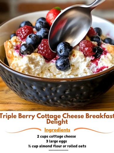 Triple 🤠 Berry Cottage Cheese Breakfast Delight This breakfast dish is a delightful way to start the day! With the creaminess of cottage cheese and the sweetness of berries, it’s a hit with my kids. Plus, it’s packed with protein to keep us fueled for our busy mornings. Ingredients: 2 cups cottage cheese 3 large eggs ½ cup almond flour or rolled oats ¼ cup honey or maple syrup 1 teaspoon vanilla extract 1 teaspoon lemon zest 1 teaspoon baking powder ..... Full Recipe in Coʍmеոτ 💬 🐀 | Homey Re