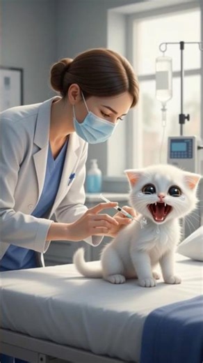 Sick cat crying, scared of the injection#cat#kitten#catstory#kucinglucu#funny#cute#shorts#pets#fyp