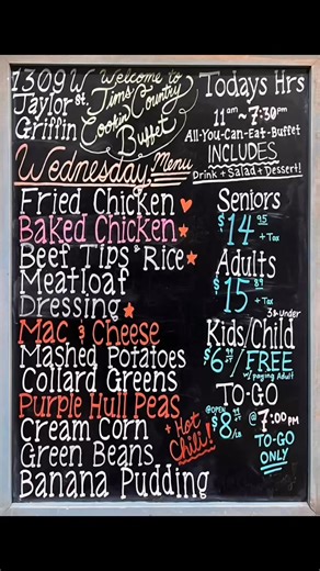 🐔We’re ready to feed ya’ll with some GOOD Cookin’ today! Baked Tender Chicken Fried chicken, Beef Tips with fluffy rice, dressing, meatloaf, chili, creamy Mac and cheese, collards, & more! Come join us for a hearty filling meal! 1309 W Taylor St. Griffin, GA Tim's Country Cookin’ Buffet #timscountrycookin #atlantafood #LocalBusiness #comfortfood #wednesdaymenu | Tim's Country Cookin’ Buffet