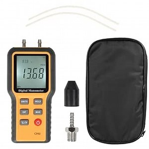 Portable Handheld Digital Manometer, Gas Pressure Tester with Backlit Screen, Dual-port Differential Pressure Gauge, High Accuracy Pressure Meter for Natural Gas Pipelines, HVAC Systems, Boilers