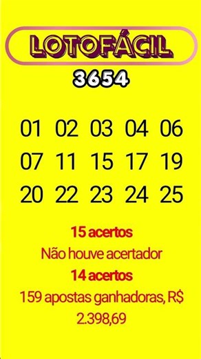 resultado lotofácil 3654