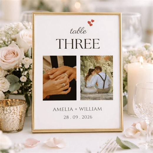 Table Number Template | Minimalist Wedding Table Number Sign | Editable Canva Template | Printable Wedding Table Decor - Etsy