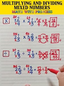 Multiplying and Dividing Mixed Numbers #math #mathlessons #mathematics #mathreview #mathwithprincess #mathviral #mathisfun | Math with Princess