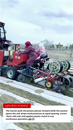 Potato Planter Machine | Smart Farm Tool with Plastic Mulch System 🚜🤖