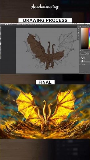 King Ghidorah Speed Painting | From Sketch to Final Art