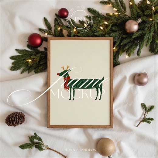 Christmas Simple Frame Mockup: Vertical Poster, Neutral Wall, PSD Template - Etsy