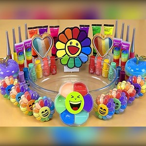 46K views · 1K reactions | RAINBOW FLOWER SLIME - Mixing makeup and glitter into Clear Slime - Satisfying Slime Videos | Luxury Cosmetics | Facebook