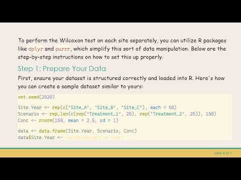How to Apply the Wilcoxon Test Grouped by Site in R