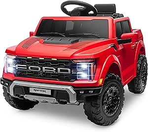 Amazon.com: ENYOPRO 12V Licensed Ford F-150 Raptor Kids Ride On Truck, Electric Toy Car for Children w/Parent Remote Control, LED Lights, Bluetooth, Battery-Powered Ride On Car for Boys & Girls Ages 3 and Up, Red : Toys & Games