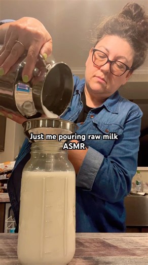 We get almost half a gallon of fresh raw milk from Lizzie, my mini alpine goat #rawgoatmilk