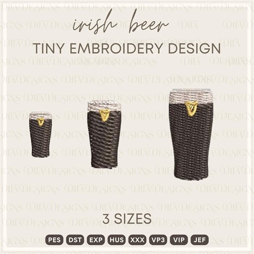 Irish Beer Tiny Machine Embroidery Files- 3 Sizes - Etsy