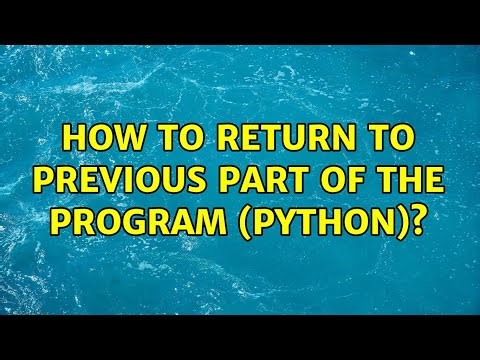 How to return to previous part of the program (Python)? (4 Solutions!!)