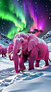Pink Elephants Northern Lights #wildlifephotography #adventureawaits #artificialintelligence #beauti