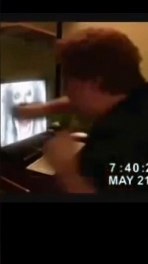 The Man Punches through the Monitor in Fear 😂 #shorts