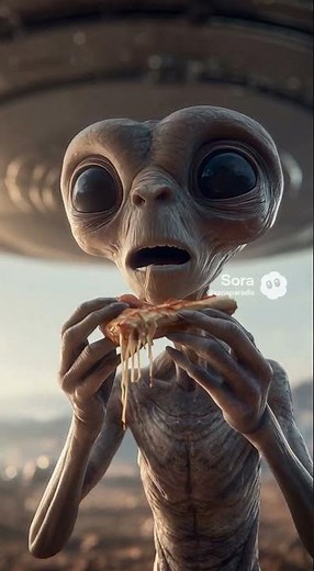 Alien Eating Pizza