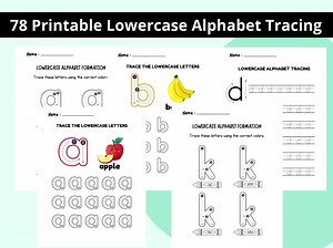 78 Lowercase Alphabet Tracing Worksheets: Handwriting Practice (PDF & PNG) - Etsy