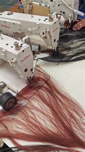 How to make a synthetic wig using three-piece sewing machine.wig manufacturing process. #wigs