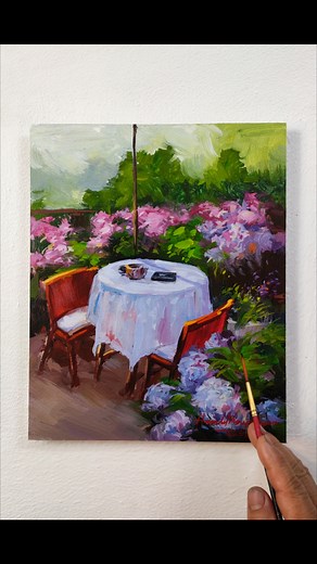 33K views · 1.5K reactions | Beautiful "Spring Garden" landscape painting 晴⛅☂️/Acrylic on paper ️ #easy #beautiful #landscape #painting #acrylicpainting #acrylic #art #paper #spring #garden #chair #flowers #cloudy #peaceful #chill | Hamlet Shougrakpam Art | Facebook