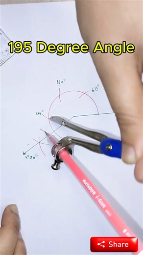 How to Draw 195° Angles Easily #shorts #geometry #angleconstruction