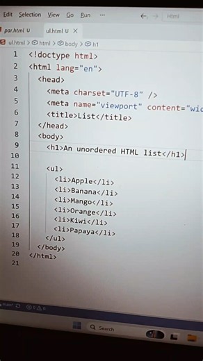 HTML Unordered List 🔥 | #Shorts #coding #html October 5, 2026