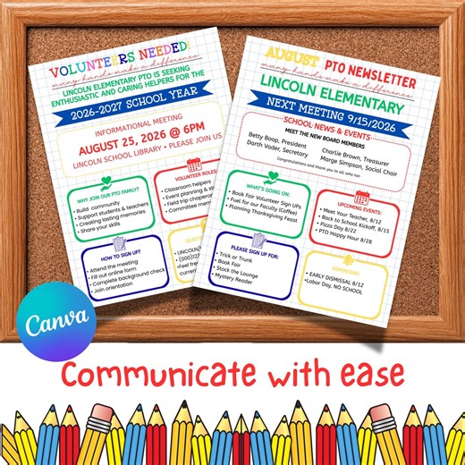 Editable PTO Newsletter & Volunteer Flyer Template (canva) - Etsy UK