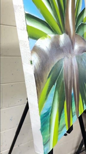 Painting pandanus detail using a Kraftgeek Inspire Easel