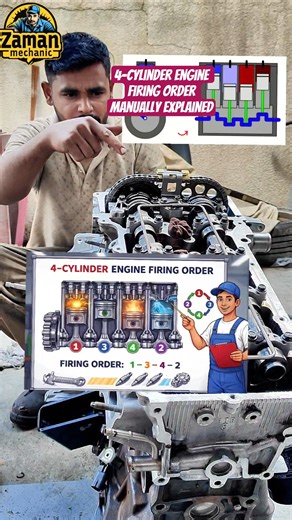 4-cylinder engine firing order manually explained#ZamanMechanic #4CylinderEngine #FiringOrder #CarMe