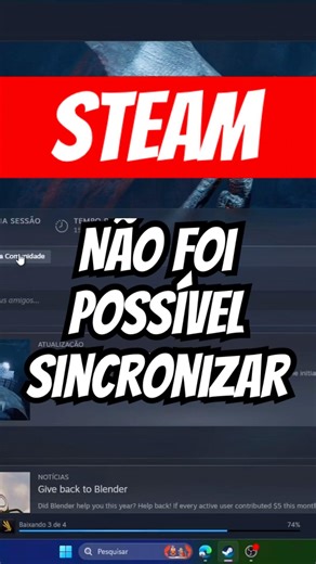 ERRO STEAM - NÃO FOI POSSÍVEL SINCRONIZAR (TUTORIAL de COMO RESOLVER) 🔥 #shorts #steam #jogos