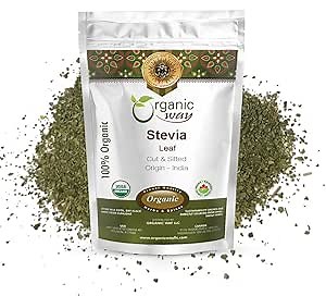 Organic Way Stevia Leaf Cut & Sifted (Stevia Rebaudiana) - Kosher & USDA Certified | Non-GMO & Gluten Free | Natural Sweetener | 100% Raw from India (1LBS / 16Oz)