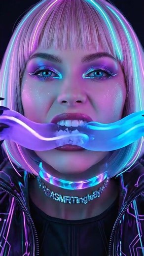 Blue + Purple Neon Noodle Byte ⚡💙💜 | Crystal Cyber ASMR