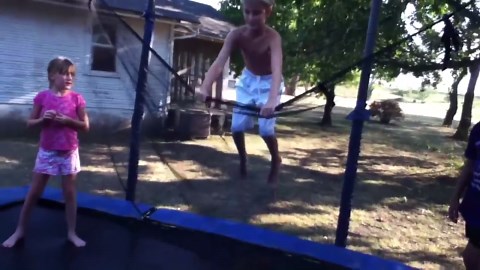 Epic Trampoline Net Fail Caught on Camera