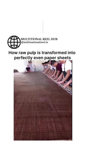 🌎 MULTINATIONAL REEL HUB on Instagram: "Raw pulp doesn’t look anything like the smooth, flawless paper we use every day — but what happens inside a paper mill is nothing short of mesmerizing. The journey begins with wood chips or recycled fibers being broken down into pulp, washed, refined, and mixed with water until it becomes a cloudy, liquid suspension. This slurry flows onto a moving mesh belt called the forming wire, where water drains away and the first thin layer of paper begins to take 