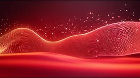 Red Background, Red Particles Move in the Form of Waves from Left To Right, with Points and Lines, and a Minimalist Stock Footage - Video of particles, luxury: 388311082