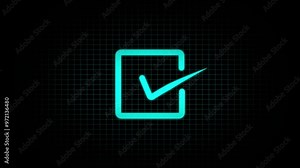 Simple Check mark icon, positive tick symbol of approved, success, confirm, correct concept animation, Technology check mark icon button animation.