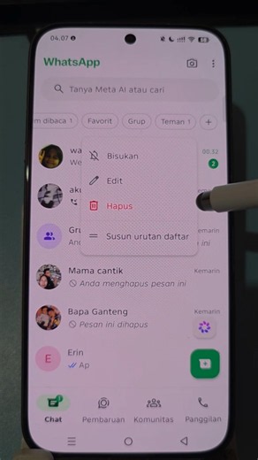 Cara Hapus Folder Chat Di WhatsApp