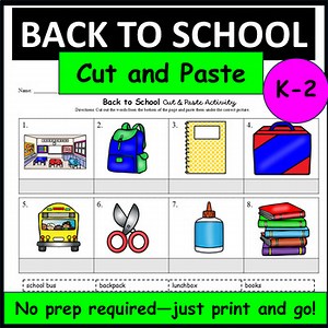 Back to School Cut and Paste Activities | K–2 Fine Motor and Literacy Practice