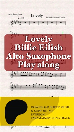 Lovely - Billie Eilish | Alto Sax Sheet music & Karaoke